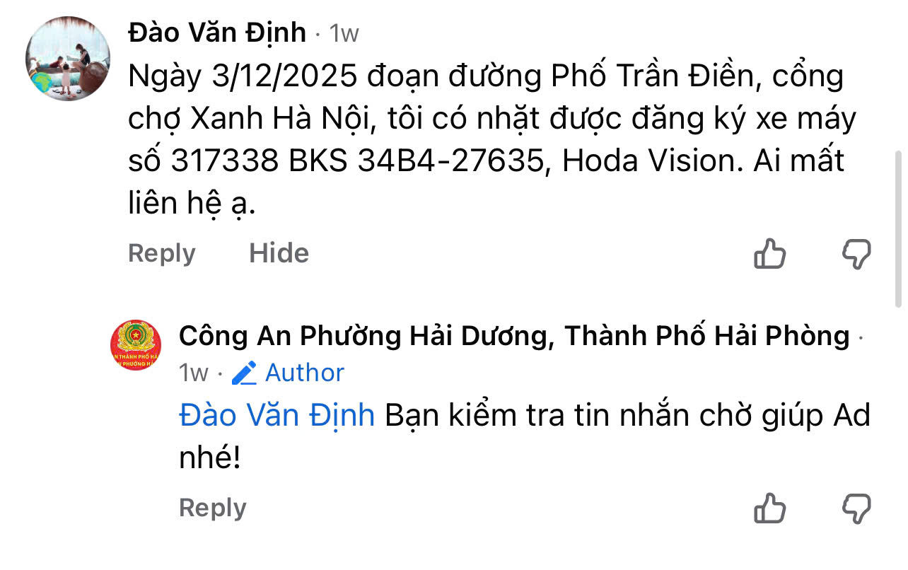 Công an phường Hải Dương giúp Nhân dân tìm giấy tờ đánh rơi